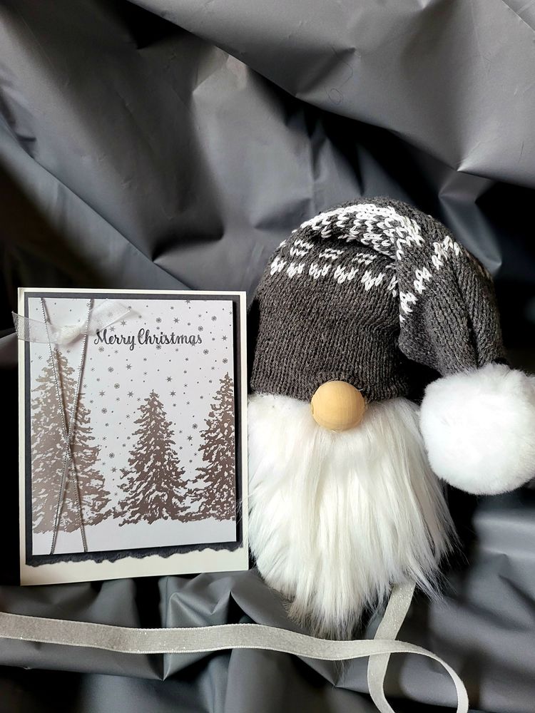 merry christmas silver tinsel snow trees white