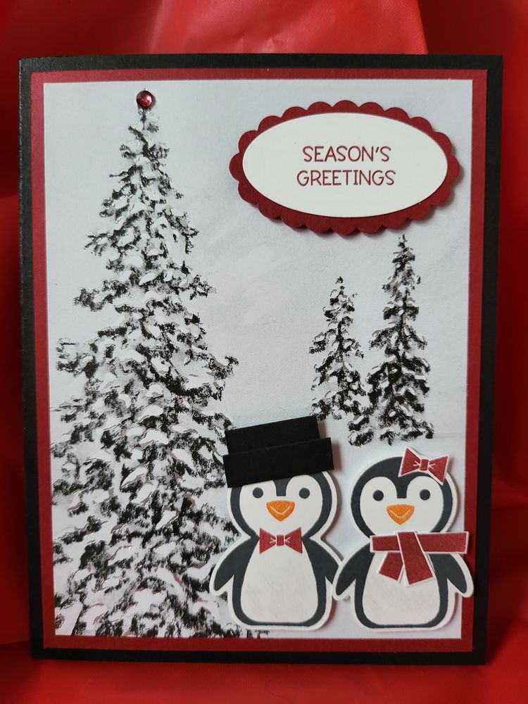 Penguin seasons greetings christmas handmade