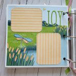 Ducks, white acrylic album 6x6, animals, pond, dragonflies, enjoy, scrapbooking, pink, green, yellow, blue