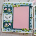 Ducks, white acrylic album 6x6, animals, pond, dragonflies, enjoy, scrapbooking, pink, green, yellow, blue