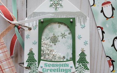 White House Acrylic Album, Snowy Wonder, snowmen, penguins, season greetings, christmas trees, shaker album, scrapbooking