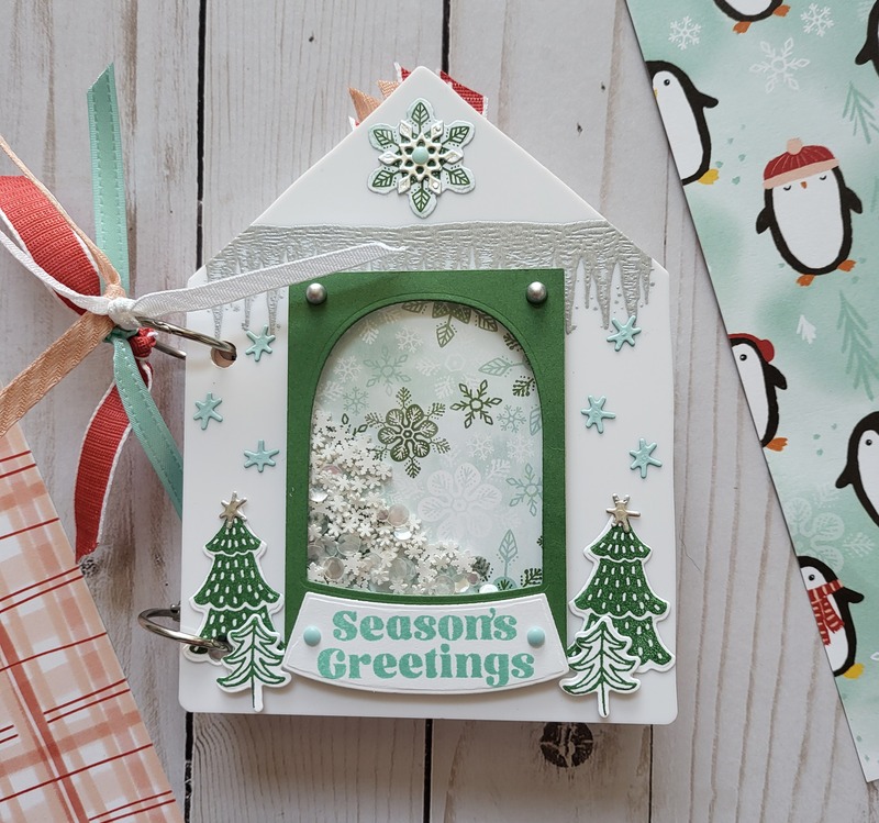 Snowy Wonder, snowmen, penguins, season greetings, christmas trees, shaker album, scrapbooking