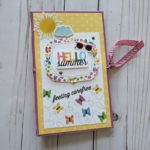 Hello Summer Waterfall Folio Album, scrapbook, fun, bright, sunglasses, sun, memory album butterflies, pin wheels