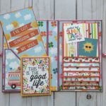 Hello Summer Waterfall Folio Album, scrapbook, fun, bright, sunglasses, sun, memory album butterflies, pin wheels