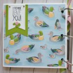 Ducks, white acrylic album 6x6, animals, pond, dragonflies, enjoy, scrapbooking, pink, green, yellow, blue